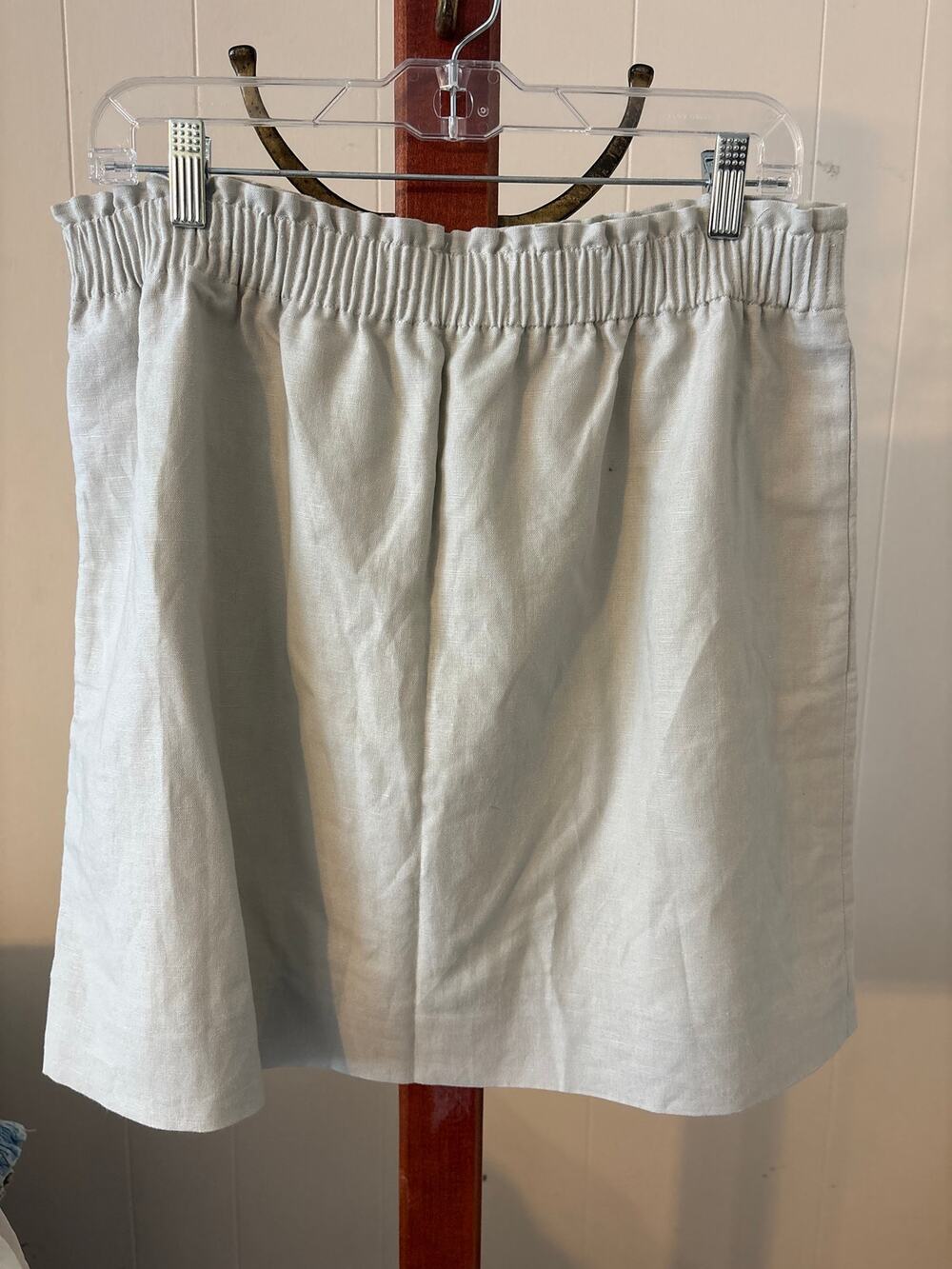 J Crew Chalk Colored Linen Skirt Sz 14 NWT